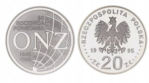 20 zł - 50. rocznica powstania ONZ -1995 r