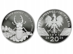 20 zł Jelonek rogacz (łac. Lucanus cervus) -1997 r
