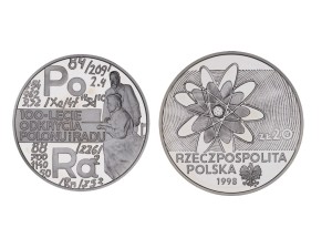 20 zł - 100-lecie odkrycia radu i polonu -1998 r
