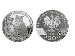 20 zł - Puchacz (łac. Bubo bubo) - 2005 r