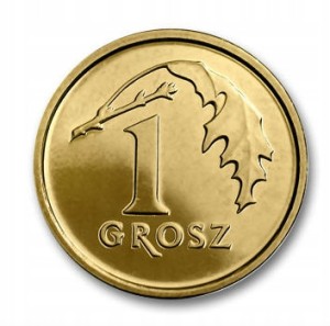 1 grosz 2013 rok - Royal Mint menniczy z woreczka