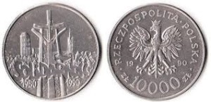 10.000 zł Solidarność 1980-90 1990 r