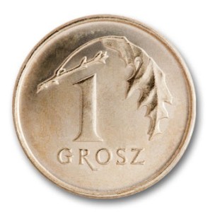 1 grosz 2014 rok MW - menniczy z woreczka