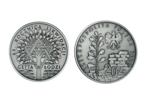 20 zł 60. roczn. likwidacji getta w Łodzi 2009 r