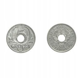 GG - 5 groszy obiegowe Zn 1939 r - st. I