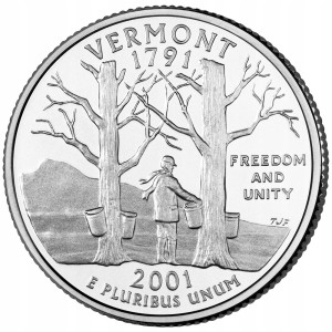 25 c Stany USA Vermont State Quarter 2001 P nr 14