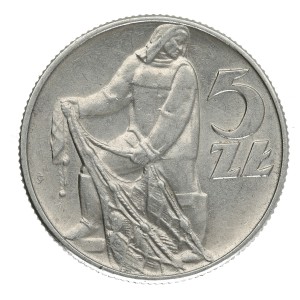 5 złote obiegowe Rybak - 1960 r st . I