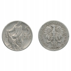 5 złote obiegowe Rybak - 1959 r