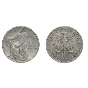 5 złote obiegowe Rybak - 1974 r