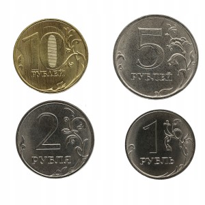 Rosja - 1,2,5,10 rubli obieg 2020 UNC