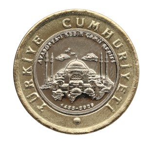 Turcja - Meczet Hagia Sophia 1 lira 2020 r bimetal