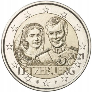 Luksemburg 2 Euro Ślub Henrego relief 2021
