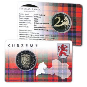 Łotwa - 2 Euro - Regiony, Kurlandia COIN CARD 2017